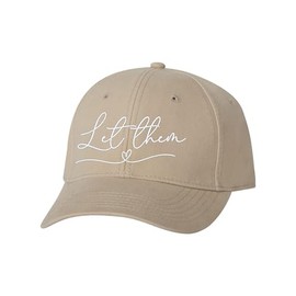 Go All Out One Size Khaki Baseball Let Them with Heart Embroidered Dad Hat Structured Cap