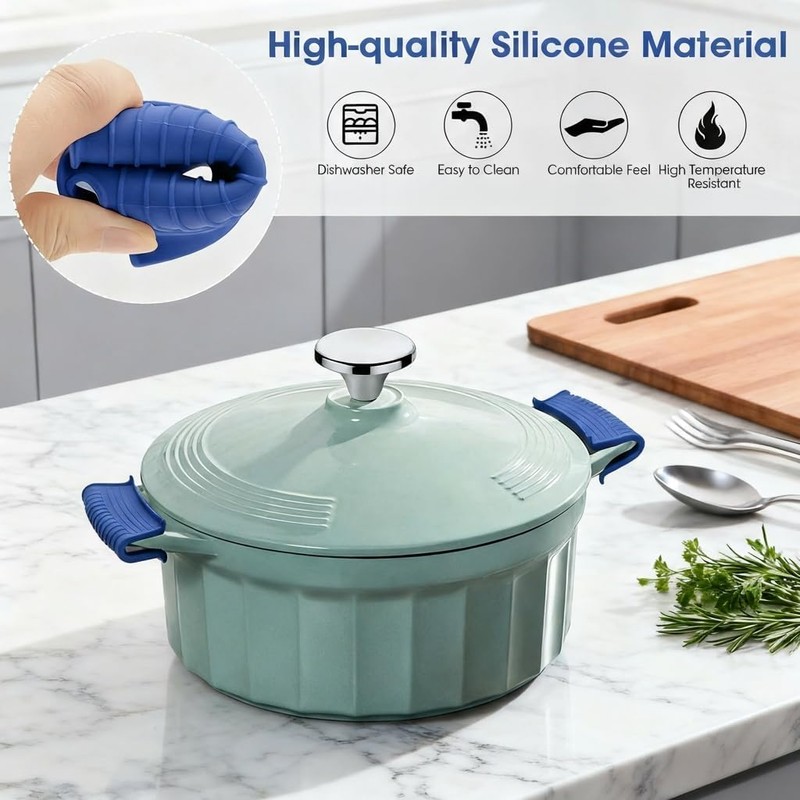 2 Pairs Silicone Pot Handle Holders,Hot Skillet Handle Covers,Anti-Slip Silicone