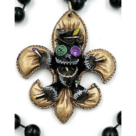 Voodoo Fleur de Lis Mardi Gras Bead Necklace New Orleans Bayou Louisiana Cajun Creole Party Bourbon St French Quarter NOLA