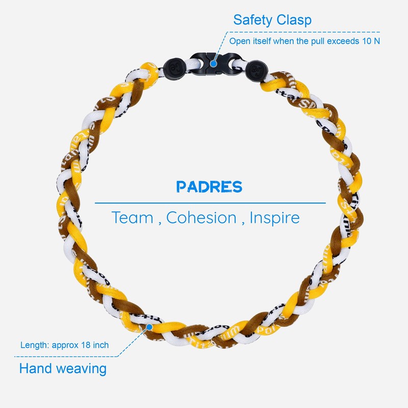 SUPBOMM Baseball Rope Necklaces, League Team Colors Braided Necklace, Baseball