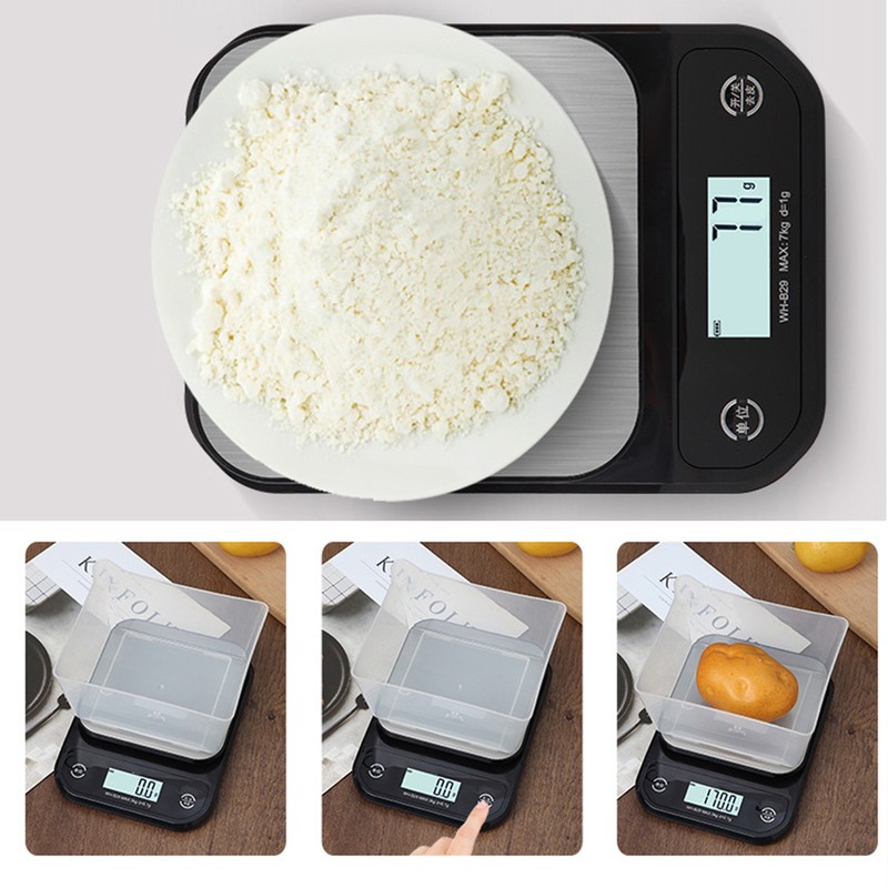 Electric Kitchen Food Scale Stainless Steel ABS Waterproof Clear Display