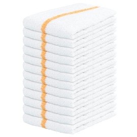 TEXCRAFT Towels Terry Bar Mop Towels Size 16"x19" – Absorbent and Durable, Multipurpose Cleaning Rags, Cotton Cleaning Towels, Terry Cloth Rags, Reusable Shop Rags Pack of 12 (Gold)
