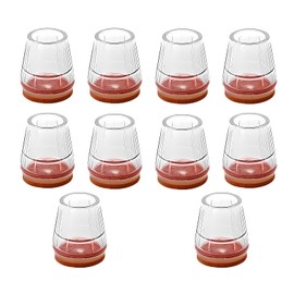Stuhlbeinkappen 10 Stück, Schutzkappen für Stuhlbeine,Round 15-25mm Stuhlbeinschoner, Waschbare Gleiter für Stühle,Transparent Braun,VerschleißFest, rutschfest und GeräUscharm