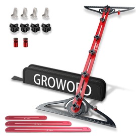 groword Stair Tread Template Tool Jig,Dual Nut Stair Tread Gauge,Stair Measuring Tool,Stair Jig Tool for Stair Tool for Steps Measuring (Red)