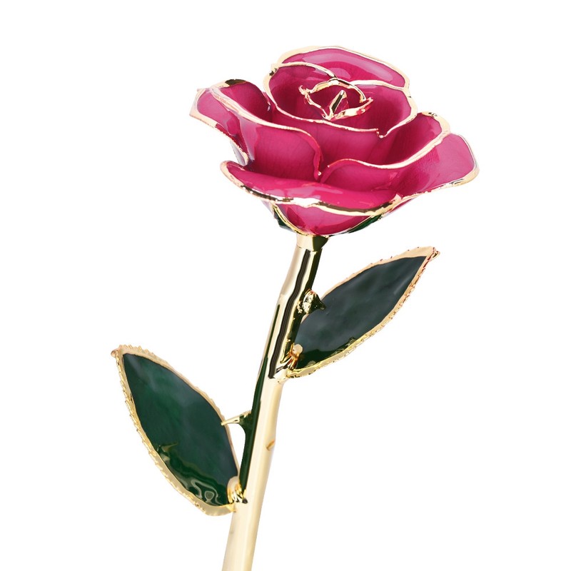 Beautiful Elegant Everlasting Gold Plated Rose Flower Valentine's Gift Red