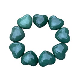GAF TREASURES Green Aventurine Gemstone Hearts, Polished Green Aventurine Puffy Hearts, Green Aventurine Crystal Palm Stone, Green Aventurine Healing Crystal Hearts (2 Hearts