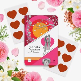 AROMA STICKERS® Original Blend Romance - 100% Natural Essential Oil Scented - Aromatherapy Sticker Diffuser for Perosonal Space - Towels & Pillows/Relaxing & Sleeping (Pack of 1, 12 Stickers)