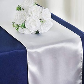 Rihana Wedding - Camino de Mesa de satén para decoración de Banquetes de Boda, 30,48 x 274,32 cm, Blanco, 1