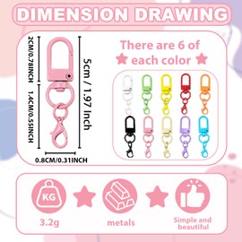 60 Pcs Colorful Metal Double Head Lobster Claw Clasps, Swivel Lanyards Snap Hooks, Jewelry Making Accessories for Handbag, Jewelry, Zipper Pulls, Key Chains (Multicolor)