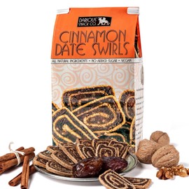 Darious Snack Co Vegan Cinnamon Date Swirls for Coffee & Tea Treat, Delicious Breakfast Cookies, Slightly Sweet and Savory, All Natural Ingredients, Holiday Food Gifts, 6 oz Bag