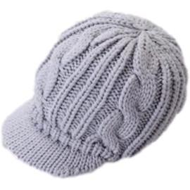 G-tiamo Women's Knit Hat with Brim Hat Cap Cap Kyappu Bowsy, Simple, Stylish, Loose, With Brim, gray