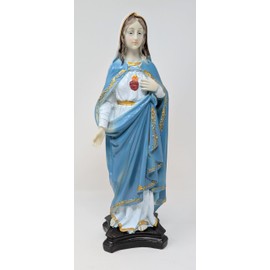 JRose Collections Mary Resin Figurine Statue - 29cm High - Hand-Painted Virgin Mary Statue - Religious Home Décor - Perfect for Prayer, Altar, or Gifting
