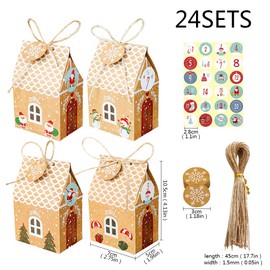 Feelava Advent Calendar Box 24 Pcs Christmas Countdown Gift Boxes with Advent Numbers Stickers and Gift Tag, Advent Calendar Candy Boxes Treat Boxes Christmas Decorations