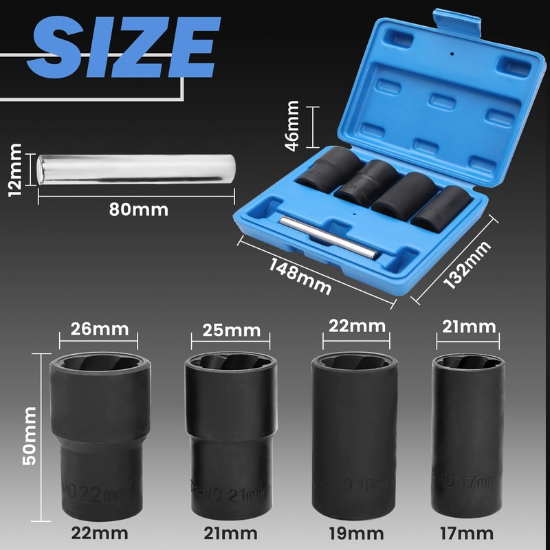 LEONTOOL Lug Nut Socket Set Lug Nut Remover Extractor Tool