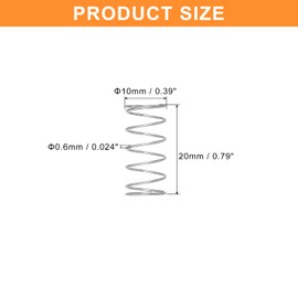 QUARKZMAN Pack of 5 Compression Springs, 0.6 x 10 x 20 mm, Compression Springs, Spring Springs, Coil Springs, Steel Springs, 304 Stainless Steel, Silver