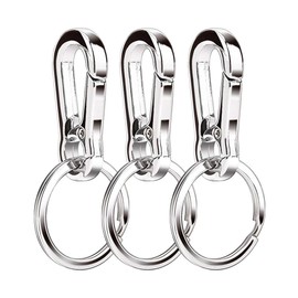 MINGZE Metal Keyring Key Holder Keychain, Quick Release Detachable Key Rings, Heavy Duty Stainless Steel Key-Clips,3PCS