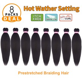 Pre-stretched Braiding Hair Synthetic Braids Professional Hair Extensions for Braiding 20 Inch Yaki Texture Straight Dark Brown Color Crochet Twist Hair 8Pcs/lot (#4)