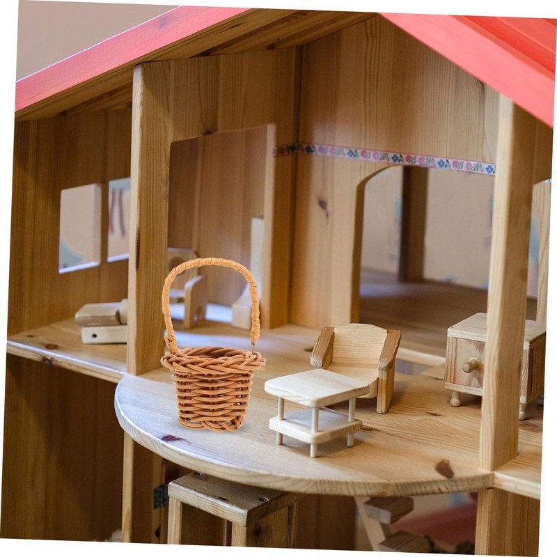 KONTONTY 6 Pcs Pp Woven Mini Baskets Handles Tiny Storage