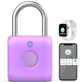 Anweller Fingerprint Padlock with Fingerprint Small for Gym, Office, Home, Garden (Purple)