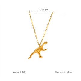 Vintage Metal 3D Dinosaur Pendant Necklace Goth Chain Cute Cartoon Design Charm Choker Necklace for Women Cool Hip Hop Necklace