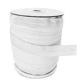Abbaoww 50 Yards Elastic Foldover Ribbon 3/4 Inch, Soft Fold Over FOE Elastic for Hair Ties Headbands Hair Bows Binding Sewing Trim, White