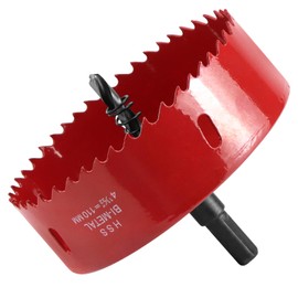 QWORK® 110 mm Hole saw, M42 HSS hole saw bit, drilling tool kit round drill for aluminum, iron and wood
