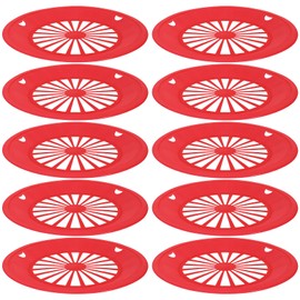 DOITOOL 10Pcs Reusable Plastic Paper Plate Holder for Party BBQ and Picnic Round Paper Plate Trays Barbecue Plate Support Plastic Dinnerware (Red)
