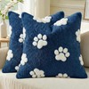 Spring Summer Pet Dog Paws Dark Blue Throw Pillow Covers