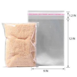 100pcs Self Sealing Plastic Bags for Packaging, Strong and Durable Transparent Cellophane Self Adhesive Sealing OPP Poly Bag for Clothes, Shirts, Pants, Foods, Paints, Party Favors, 9x12 inches
