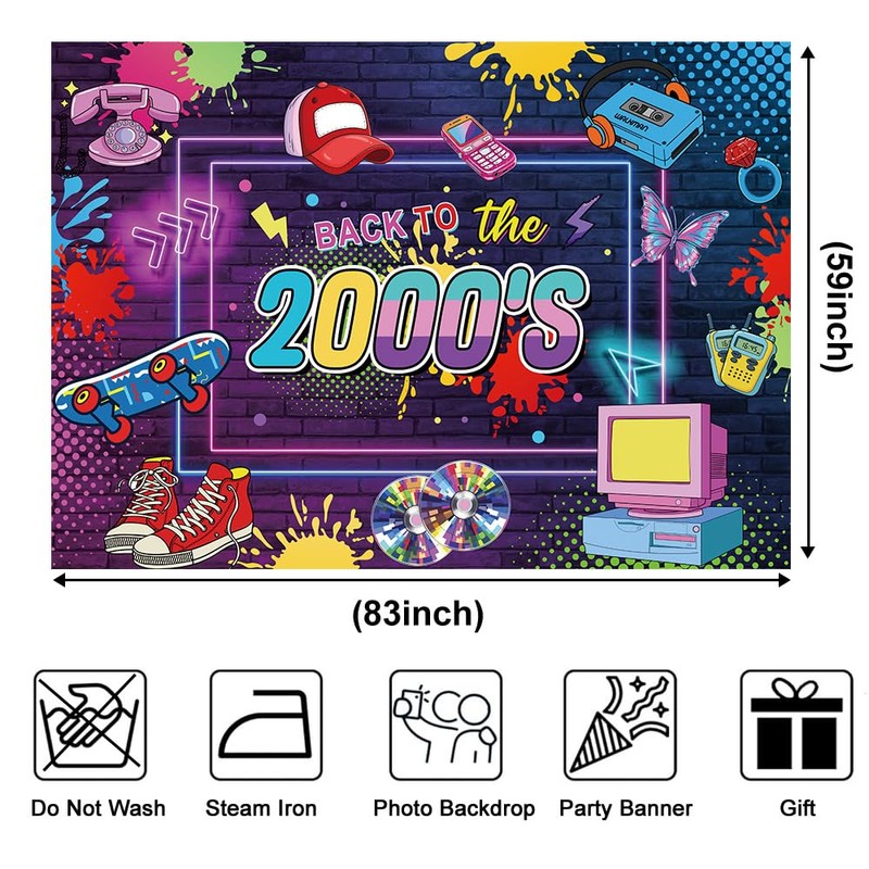 Early 2000s Theme Backdrop 7x5ft Back to The 2000s Decorations