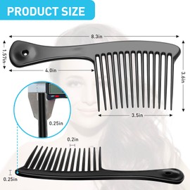 HDAJY Wide Tooth Comb, Large Thickened Hair Comb, Shower Combs for Wet Curly Straight Hair, Round Comb Teeth, no Hair Damage, Black