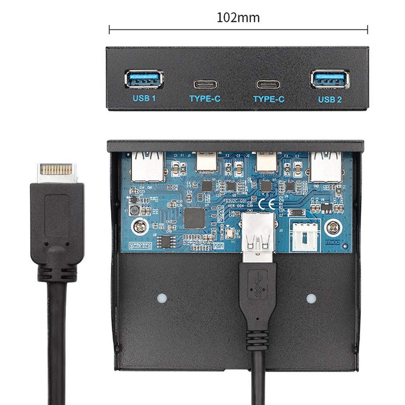 Xiwai - Panel frontal USB 3.1 a USB-C y USB