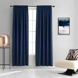 DONREN Dark Blue Blackout Curtains for Living Room - Rod Pocket Thermal Insulated Room Darkening Curtains for Dining Room (42 x 84 Inch,Set of 2 Panels)