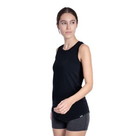 Women's Merino Crew Tank by Woolly | RWS Certified | Soft, Stink Free, Seattle Designed - Black - M