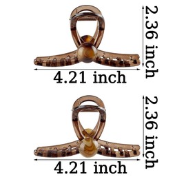 Big Coffee Brown Hair Claw Clip With Bead 4.33 IN Large Barrette For Thick Hair - Vintage Sweet Cute Accessories For Women And Girls