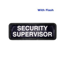 L-MAX Reflective Security Supervisor Badge with Hook and Loop (Small, Black)