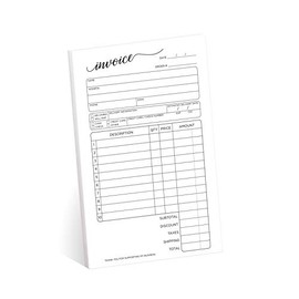 Stylish Script 2-Part Carbonless Invoice Form Pad / 50 Sets / 5.5" x 8.5" Carbon Copy Purchase Sales Receipt Book