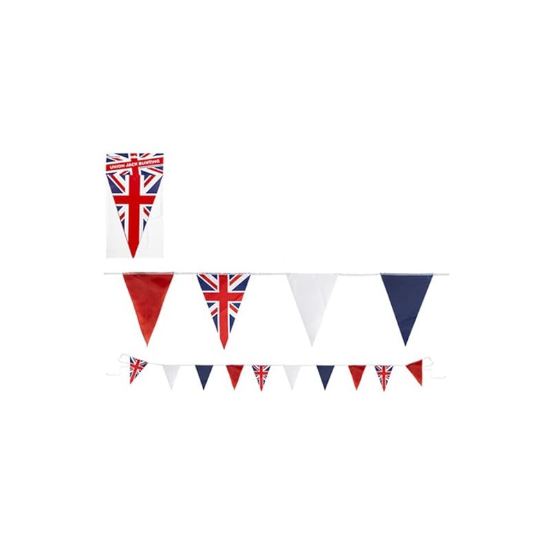 Triangle Union Jack Flag Bunting 20FT 10 Fabric Flags