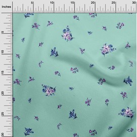 oneOone Organic Cotton Voile Fabric Leaves & Flower Floral Print Sewing Fabric BTY 42 Inch Wide