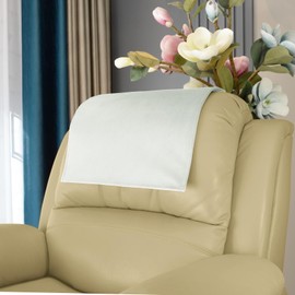 AmazeCov Soft Velvet Non Slip Recliner Headrest Protector, Headrest Cover for Recline Chair,Lazy Boy Headrest Cover, Head Protector for Sofa,Theater Seat, Home & Office Chair 17x27, Ivory