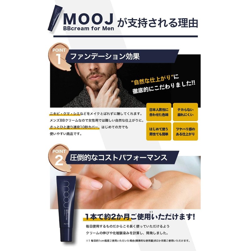 MOOJ SPF37 PA+++ Men's BB Cream Concealer Foundation with Makeup