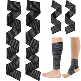 Ledanha 레단하 4PCS 탄력 종아리 압박 붕대 슬리브 스포츠 다리 랩 여성용 무릎 보호대 및 남성용 발목 팔꿈치 Ledanha 4PCS Elastic Calf Compression Bandage Sleeves Sports Leg Wrap Knee Protector for Women and Men Ankle Elbow support
