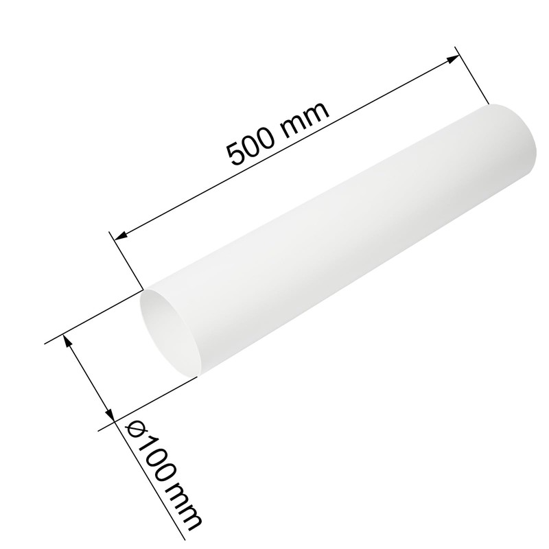 Vent Systems Diameter 100mm Round Ventilation Pipe - 0.5m Long