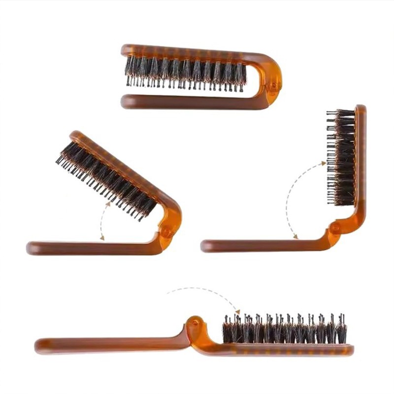 JooBsoso Hair Brush, Pig Bristle, Skeleton Brush, Comb, Foldable, Hair