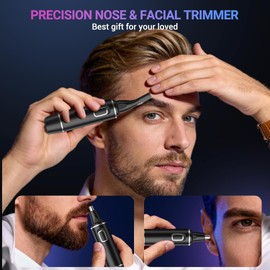 AREYZIN Nose Hair Trimmer for Men,Rechargeable Ear and Nose Trimmer,2026 Professional 2 in 1 Painless Eyebrow & Facial Hair Trimmer with IPX7 Waterproof Dual Edge Blades (Black)