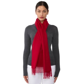 JENNIE LIU Women's 100% Pure Cashmere Scarf for Women (Ruby)