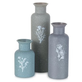 Glasseam Boho Glass Vase for Flower: 3Pcs Centerpieces Vases Set for Living Room Kitchen Bathroom Home Decor -Modern Decorations for Floral Plants Pampas Grass