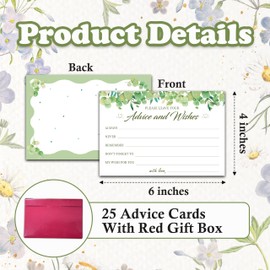CTLHKY Advice And Wishes Cards (25pcs), Greenery Advice Cards For Mr And Mrs, Bride And Groom, New Parents, Bridal Shower, Baby Shower, Engagement, Wedding, Bachelorette Party Games Decor -A11