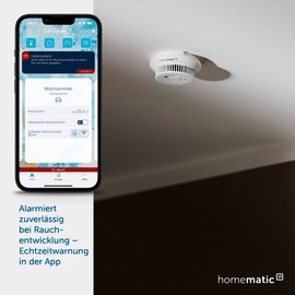 Homematic IP Homematic IP Smart Home Starter Set Mini C Rauchwarnmelder, Rauchmelder alarmiert lokal ber die Sirene und per Push-Benachrichtigung in der Smartphone-App, integrierte LED-Notbeleuchtung, 158097A1