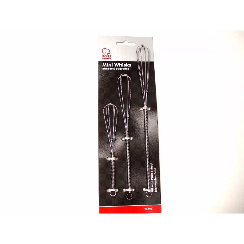Chef Craft Steel Mini Whisk Set of (3) 5"-7"-8" Chrome